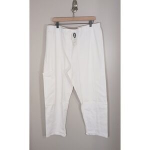 Eileen Fisher Organic Cotton Hemp Ankle Pants 1X White NWT Elastic Waist